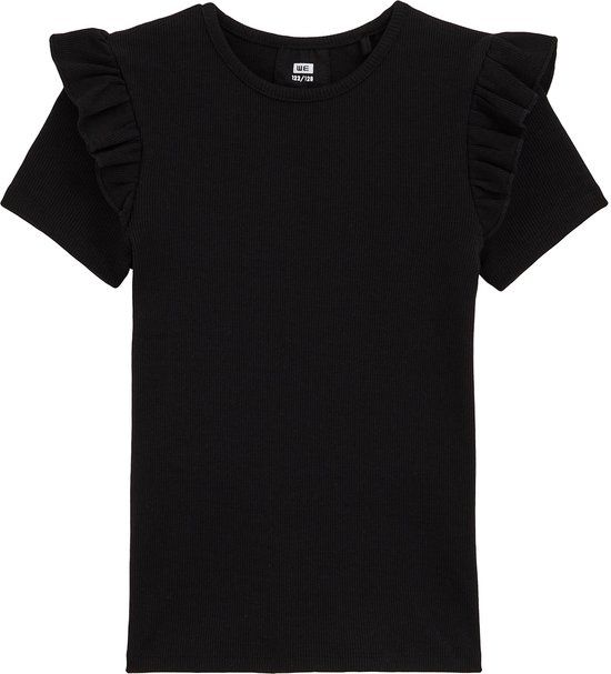 WE Fashion Meisjes T-shirt met ruches Zwart