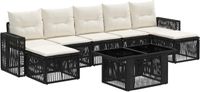 vidaXL Tuinbank Set 8 st Zwart en Crème Wit poly rattan