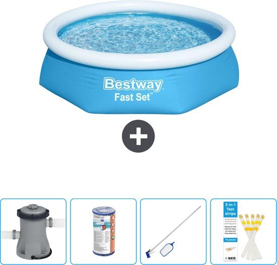 Bestway Fast Set Zwembad - Rond - 244cm - Blauw - Incl. Pomp, Filter & Accessoires