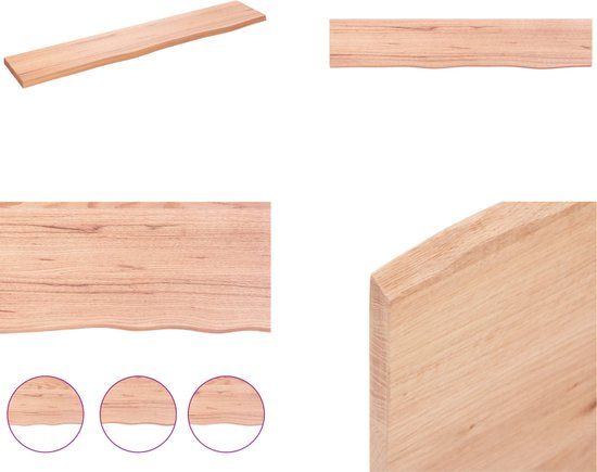 vidaXL Wandschap 100x20x2 cm massief eikenhout behandeld lichtbruin