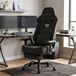 Chaise de jeu ergonomique en tissu suédé avec accoudoirs 4D et repose-pieds, 72 x 72 x (125-135) cm, noir