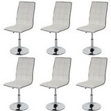 Générique HWC-C41 Set van 6 eetkamerstoelen, keukenstoel, in hoogte verstelbaar draaibaar, kunstleer MVG-gecertificeerd ~ wit