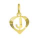 Lucardi Dames alfabet hanger hart - Letter J - 9 Karaat Geelgoud