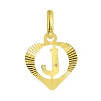 Lucardi Dames alfabet hanger hart - Letter J - 9 Karaat Geelgoud