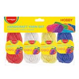Keyroad Garenset, acryl, regenboogkleuren, 4 x 15 g, voor kleine en kinderen garenprojecten, kleur rood, wit, geel, blauw