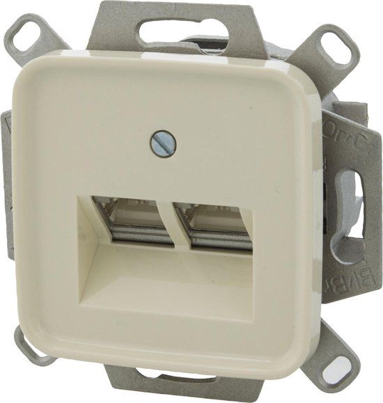 Contactdoos ISDN Inbouw 2 x 8-polig CAT6A Crème