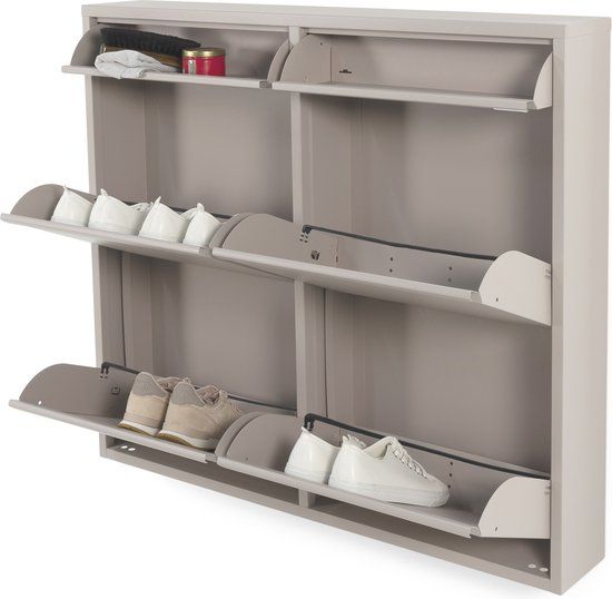Spinder Design BILLY 6 Shoe Cabinet - Silky Taupe - Metal - 8 Pairs of Shoes