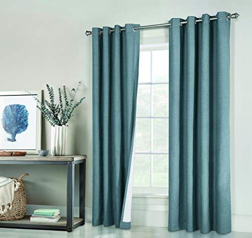 Vienna Total Blackout Foamback Grommet Curtain Panel Pair - 78" x 84" - Blue