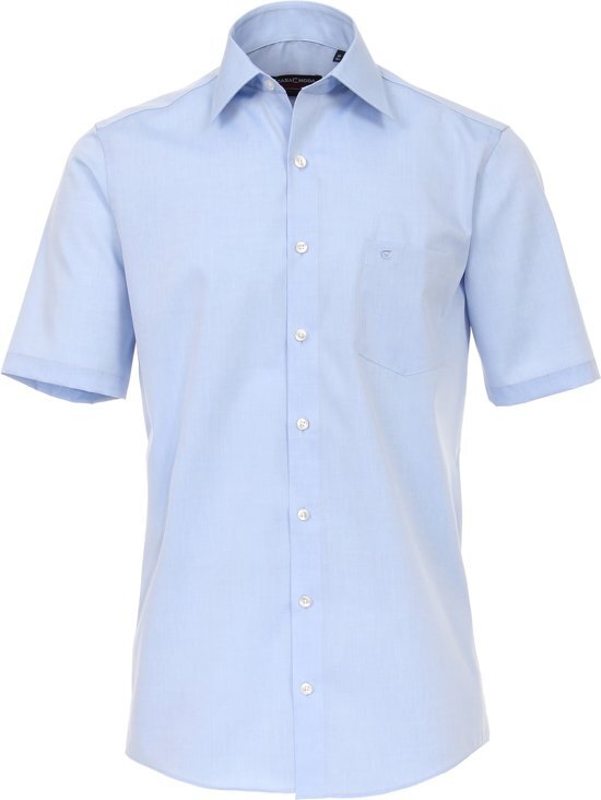 Casa Moda Heren Overhemd Blauw Poplin Non Iron Korte Mouw Comfort Fit - 42