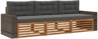 vidaXL - Salon d'extérieur - Set - 3 pièces - Naturel et Anthracite - Polyester
