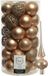 Decoris Kaemingk B.V. Kunststof kerstballen D6 cm - incl. glazen piek - toffee bruin