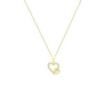 Lucardi Dames 9 Karaat ketting met hanger harten met zirkonia - Ketting - 9 Karaat - Goudkleurig - 46 cm