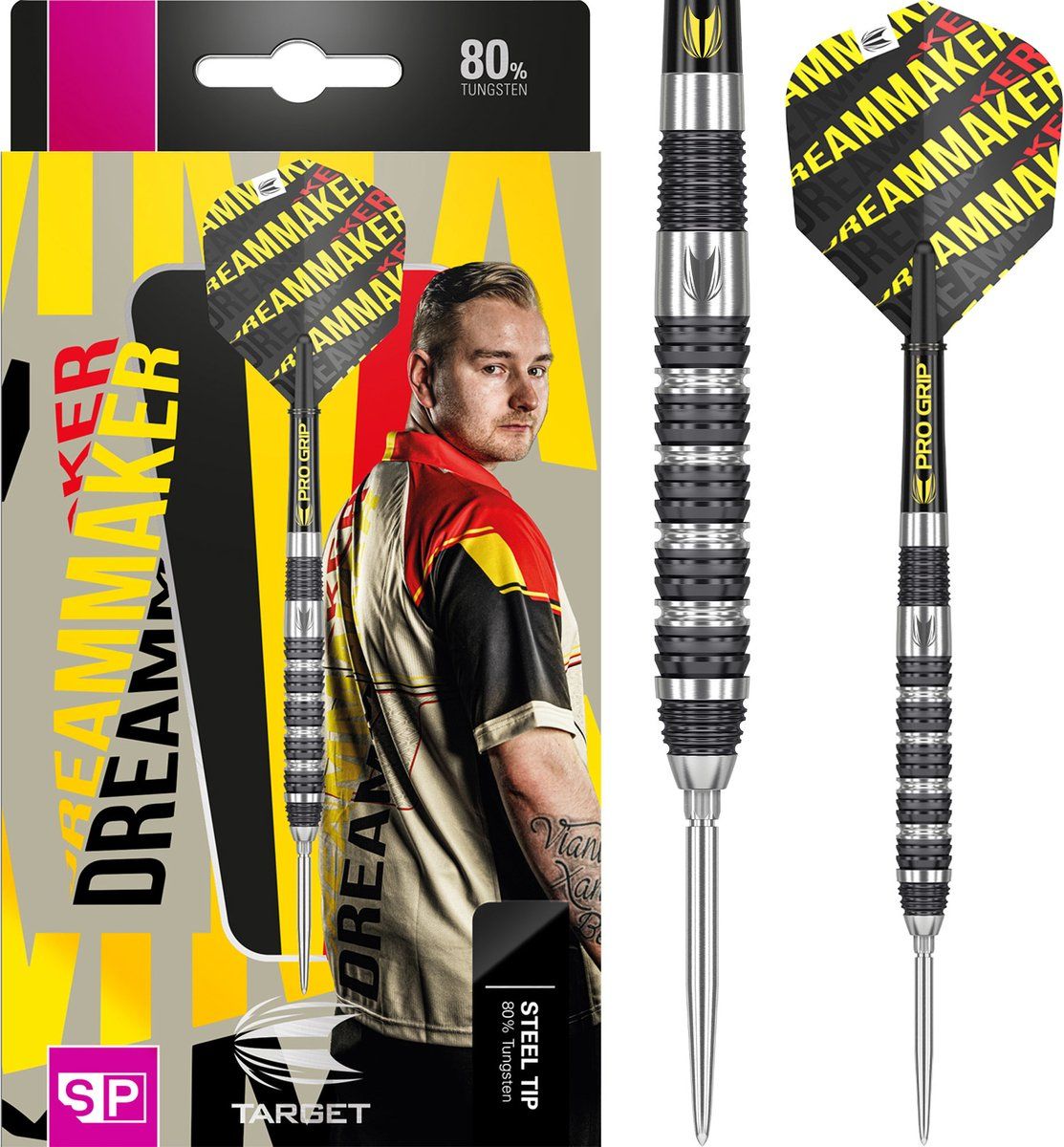 Target Dimitri Van den Bergh 80% Swiss dartpijlen - 22 gram - Zilver