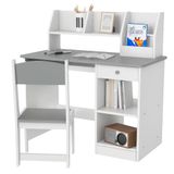 ZONEKIZ Kinderbureau met stoel - MDF - 90x45x90cm - Grijs
