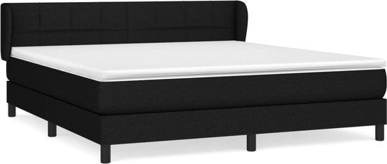 vidaXL Boxspring met matras stof zwart 180x200 cm