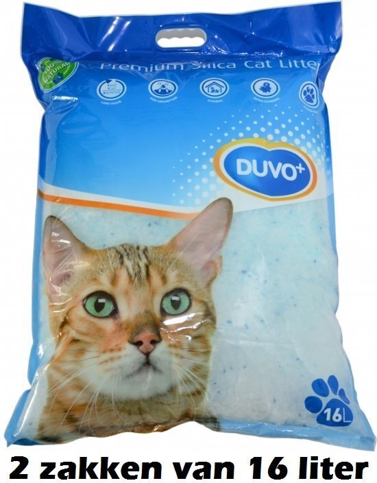 Duvo kattenbak vulling Silica premium - 2 x 16L