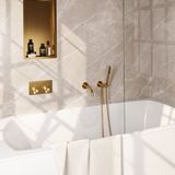 BRAUER Gold Carving thermostatische inbouw badkraan - drukknoppen SET 03 - uitloop - staaf handdouche - doucheslang - wandaansluitbocht - or 5-GG-214