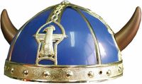 Funny Fashion Gallier/vikingen verkleed helm met hoorns - blauw - Carnaval verkleed hoeden - volwassenen
