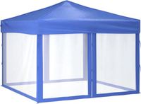 vidaXL Partytent, inklapbaar met zijwanden, blauw, 3x3 meter
