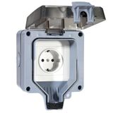 Buitenstopcontact IP66 waterdicht, opbouwstopcontact voor tuin, garage en vochtige ruimtes, 1-voudig met inklapbaar deksel, stof- en weerbestendig, perfect voor buiten