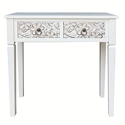 DRW Ingangtafel met 2 schuifladen - MDF - Wit - 79 x 30 x 78 cm