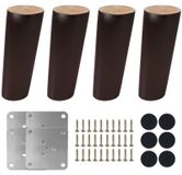Lot de 4 pieds de table cylindriques de 15 cm de diamètre, finition noyer
