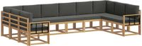 vidaXL Hoek loungeset 10 zitplaatsen Acacia hout Wit en antracietkleurig
