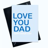 Peachy Antics AP160 Vaderdagkaart voor Vaderdag Love You Dad Happy Father's Day blauw eenvoudig ontwerp voor papa voor hem