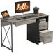 Bureau d'ordinateur gris 120x50cm avec étagère, tablette clavier, compartiment ouvert et 2 tiroirs