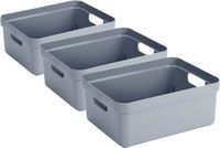 Sunware Boîte de rangement Sigma - 3x - plastique - bleu foncé - 24 litres
