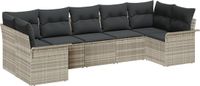 vidaXL Tuinbank - Set - 7 zitplaatsen - Lichtgrijs - Polyrattan - Inclusief tafel