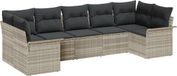 vidaXL Tuinbank - Set - 7 zitplaatsen - Lichtgrijs - Polyrattan - Inclusief tafel