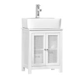 SoBuy BZR35-W Wastafelonderkast - Witte Badkamermeubel met Roosterlook