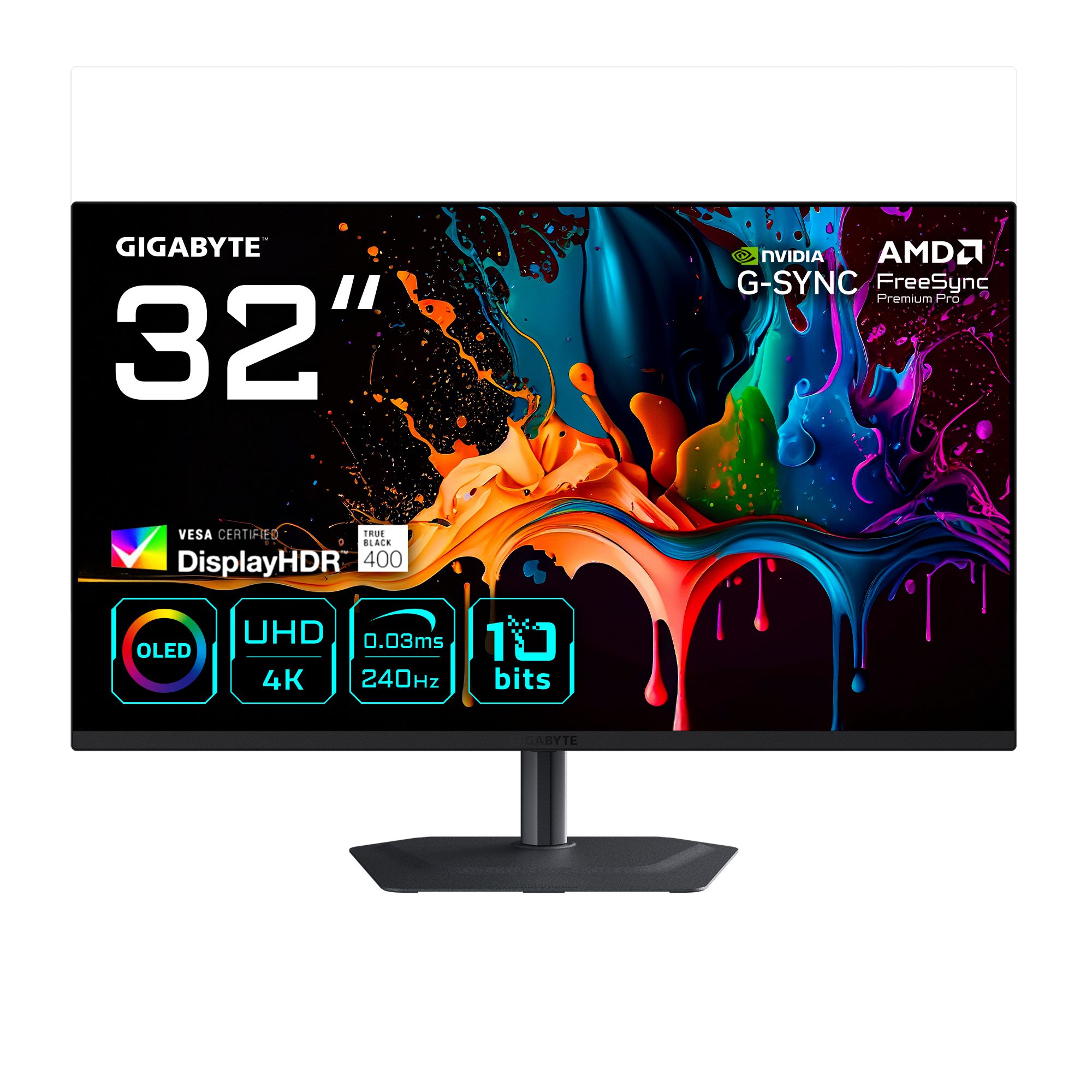 GIGABYTE MO32U2 computer monitor 80 cm (31.5") 3840 x 2160 Pixels 4K Ultra HD QD-OLED Zwart