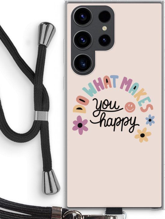 Case Company® - Samsung Galaxy S23 Ultra Case with Cord - Happy days - Black Cord - Back Cover