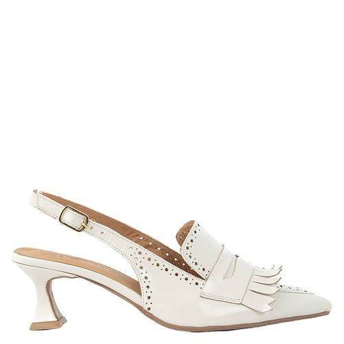 Babouche Gina-1 leren slingback pumps ecru