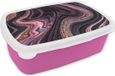 MuchoWow Boîte à pain aspect marbre rose - Lunchbox pour enfants - 18x12x6 cm