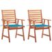 VidaXL Fauteuils de jardin, 2 pièces avec coussins, bois d'acacia massif, bleu