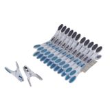 Homéa Set van 24 wasknijpers, kunststof, 8 cm, tweekleurig, antraciet/pauwblauw