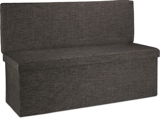 Relaxdays Opbergbankje met Leuning - Opvouwbaar - Bruin Linnen - 114x73x38 cm