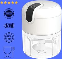 Mini USB Foodprocessor - 250ml - Elektrische Hakmolen met RVS Messen