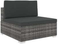 vidaXL Tuinstoel met kussen middensectie poly rattan grijs