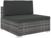 vidaXL Tuinstoel met kussen middensectie poly rattan grijs
