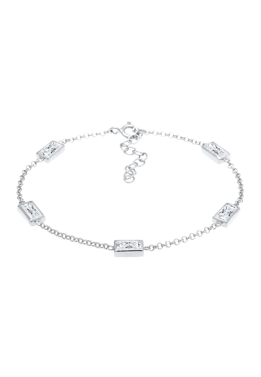 Elli Elli Elli Armband Dames Klassiek Filigraan Baguette Geslepen Verstelbaar met Zirkonia Kristallen in 925 Sterling Zilver Verguld Armbanden