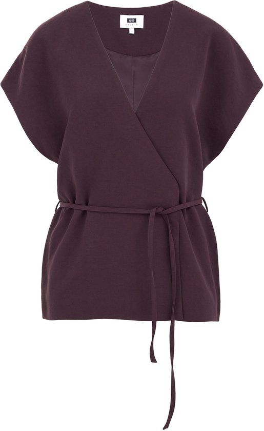 WE Fashion Dames Regular Fit Gilet met Overslag - Aubergine - XL