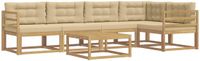 vidaXL - Hoekbank - 6-delig - Wit en Beige - Polyester