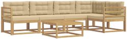vidaXL - Hoekbank - 6-delig - Wit en Beige - Polyester