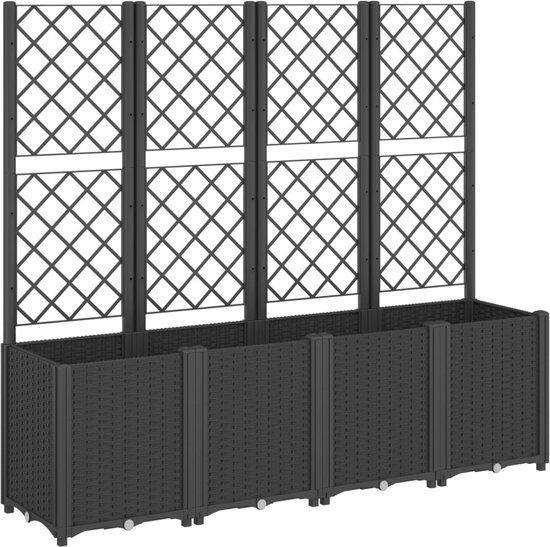 vidaXL Plantenbak met latwerk 160x40x140 cm polypropeen zwart