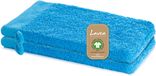 Lavea® 2 Gant de toilette 16 x 22 cm en tissu éponge 100% coton biologique, souple et absorbant, pour la maison, l'hôtel et le spa – avec boucle de suspension – Bleu clair