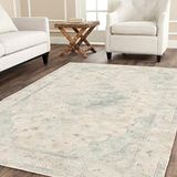 Safavieh tapijt, 72% viscose, 15% katoen, 13% polyester, 99 x 139 cm, lichtblauw/crème